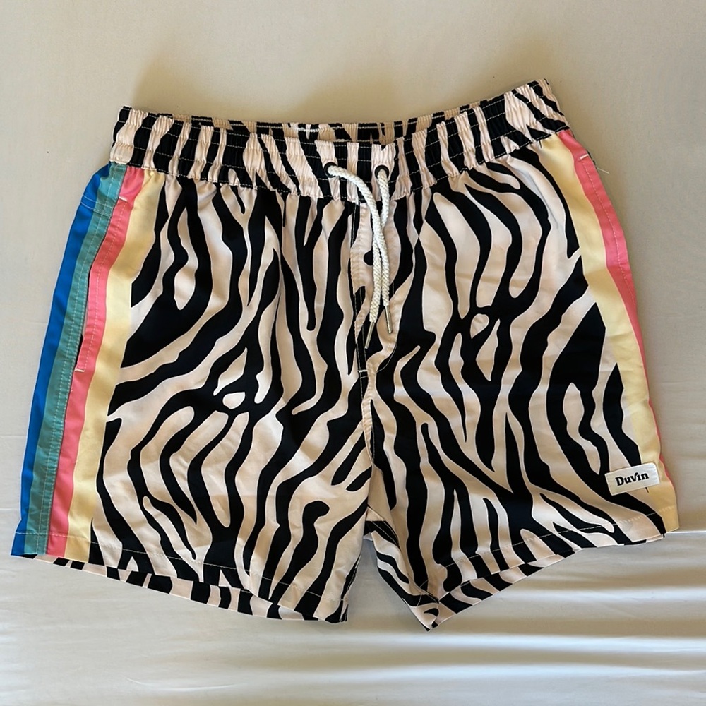 Zebra Print Men's Athletic Shorts with Multicolor Stripes
